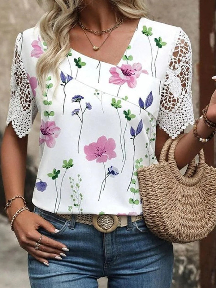 Groovy V-Neck Short Sleeve Top