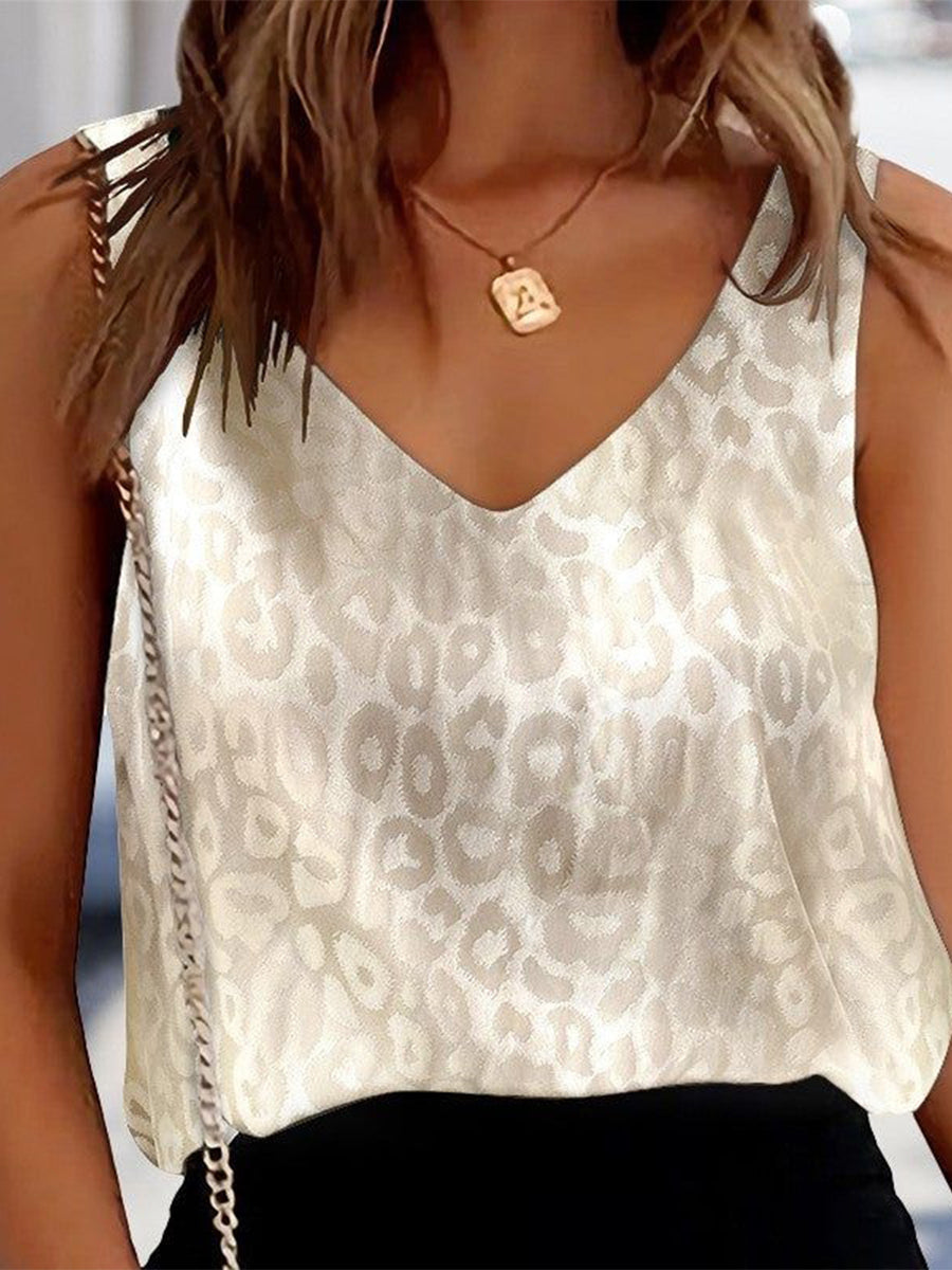 Gold V-Neck Sleeveless Top