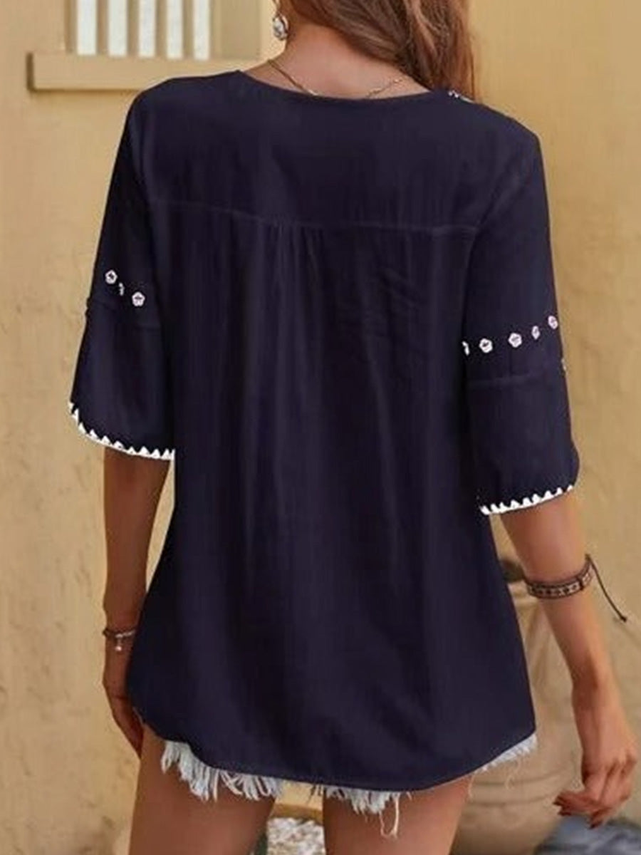 Lässige Bluse mit Rundhalsausschnitt und Blumenmuster