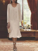 Ensemble deux pièces uni élégant à manches longues