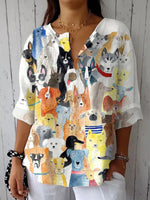 Cute 3/4 Sleeve Animal Print Top