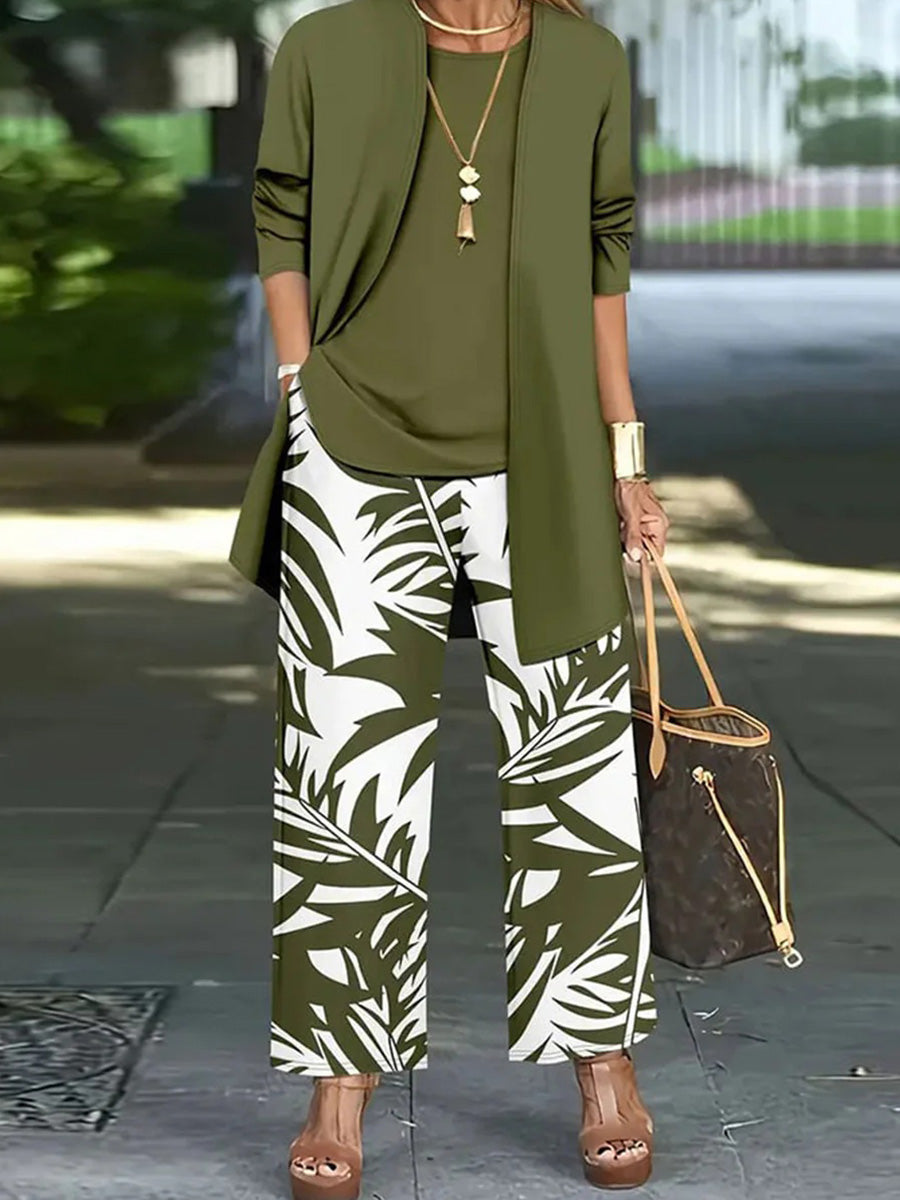 Fresh Round Neck Long Sleeve Two Piece Set