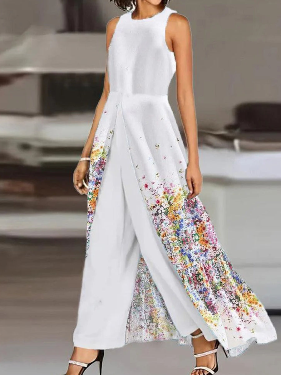 Floral Print Sleeveless Two Piece Set