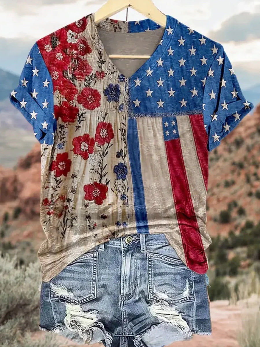 Elegantes Kurzarmtop mit V-Ausschnitt