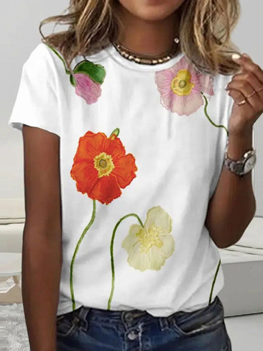 Kurzarm-Top mit schlichtem Print