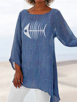 Crew Neck Casual Animal Print Long Sleeve Blouse