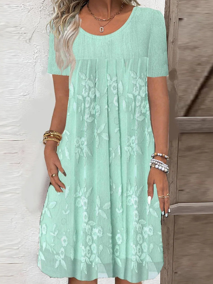 Luftiges, schlichtes Minikleid mit kurzen Ärmeln und Rundhalsausschnitt