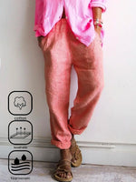 Pantalon harem décontracté à rayures en coton et lin