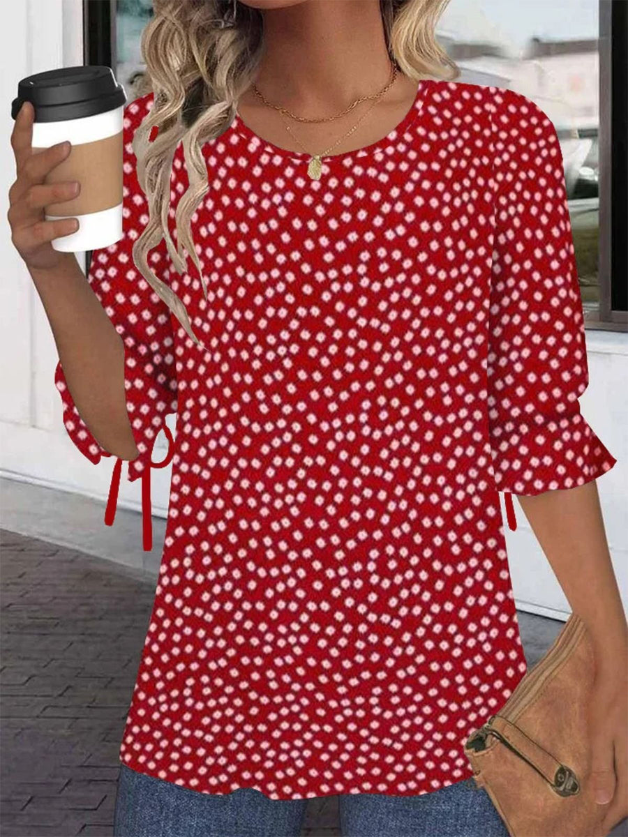 Chemisier rouge ample à col rond et manches courtes