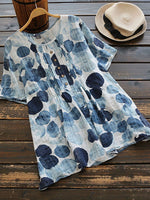 Short Sleeve Printed Crew Neck Casual Blouse