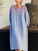 Robe midi à manches longues et col carré