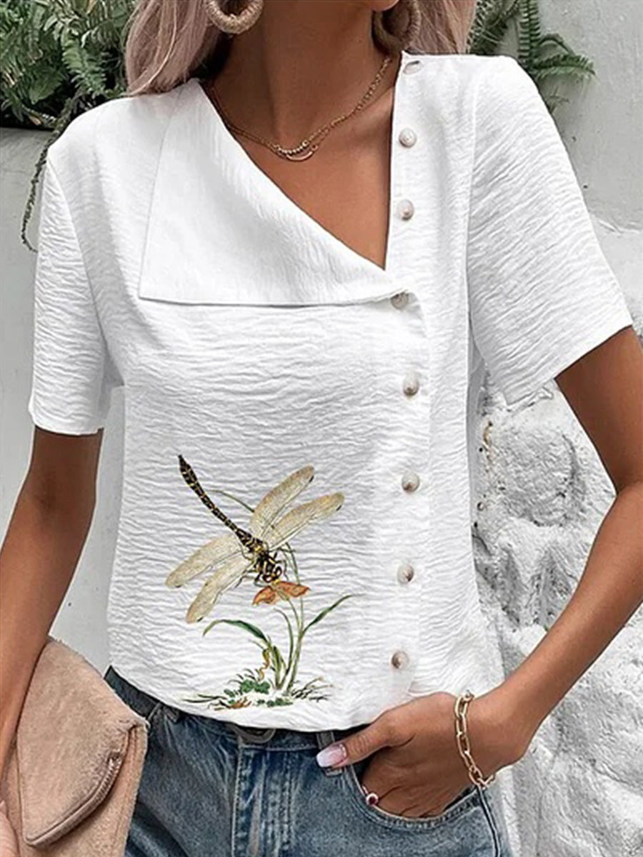 Haut à manches courtes ample rétro pour femme