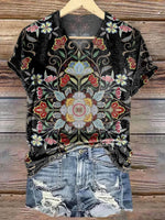 Haut à manches courtes et col en V spécial