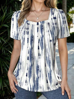 Lässige Kurzarmbluse mit Farbverlauf und eckigem Ausschnitt