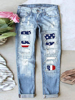 Jean stretch déchiré à ourlet brut effiloché et usé