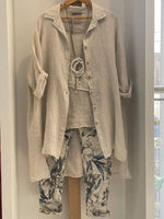 Ensemble trois pièces grande taille kaki : débardeur, pantalon et cardigan