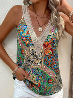 Floral Print V-neck Sleeveless Tank Top