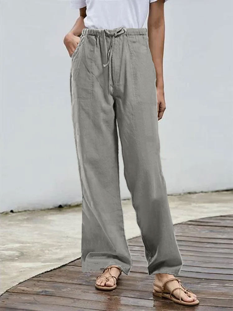 Gray Casual Daily Solid Pants