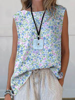 Elegant Floral Art Print Casual Tank Top