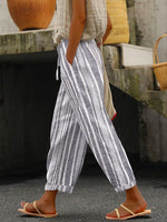 Women’s Loose Striped Pants with Elastic Waist