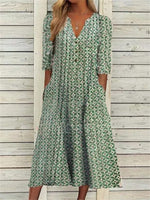 Robe midi en coton à manches courtes, idéale pour les vacances