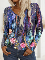 Elegant Blue Long Sleeve Top