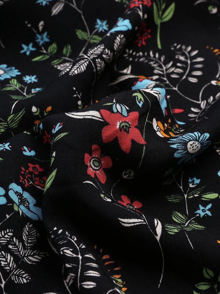 Bluse mit Vintage-Blumenmuster, kurzen Ärmeln und Rundhalsausschnitt