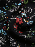 Bluse mit Vintage-Blumenmuster, kurzen Ärmeln und Rundhalsausschnitt