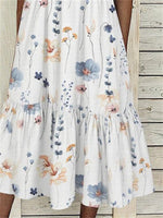Robe maxi sans manches pour femme, à revers, imprimé floral, poches boutonnées et boutons.