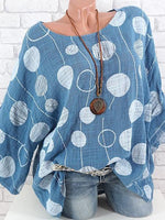 Polka Dot Three Quarter Sleeve Casual Blouse