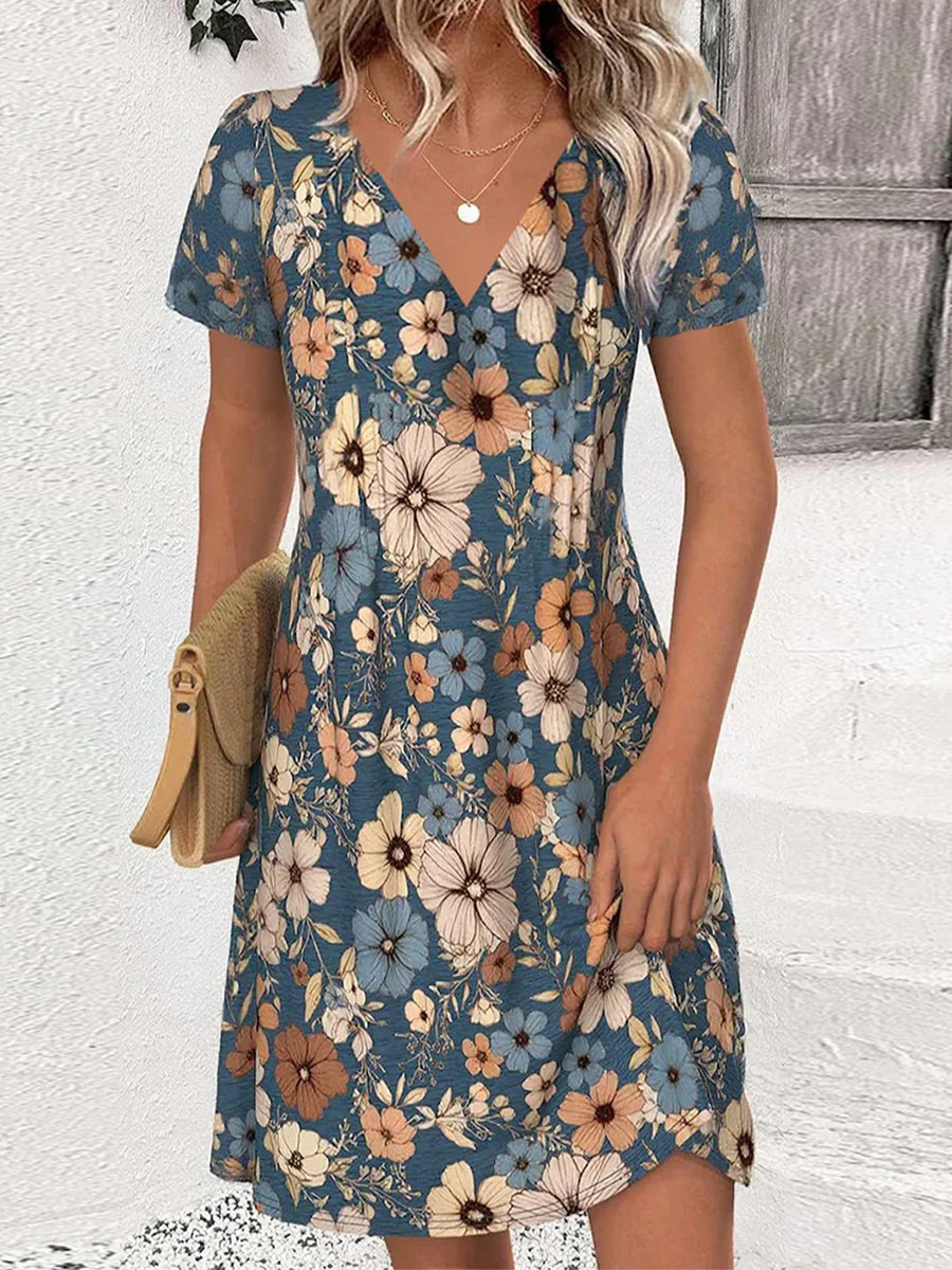 Schickes Minikleid mit V-Ausschnitt und kurzen Ärmeln