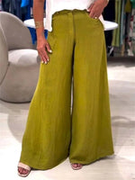 Pantalon décontracté en coton et lin pour femme