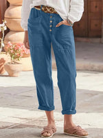 Pantalon décontracté ample de couleur unie