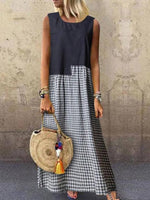 Lässiges ärmelloses Webkleid mit Rundhalsausschnitt