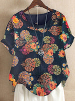 Floral Printed Casual Round Neck Blouse