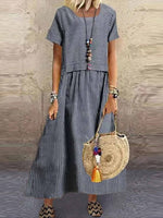 Lässiges, locker geschnittenes Maxikleid aus Baumwolle mit Streifenmuster