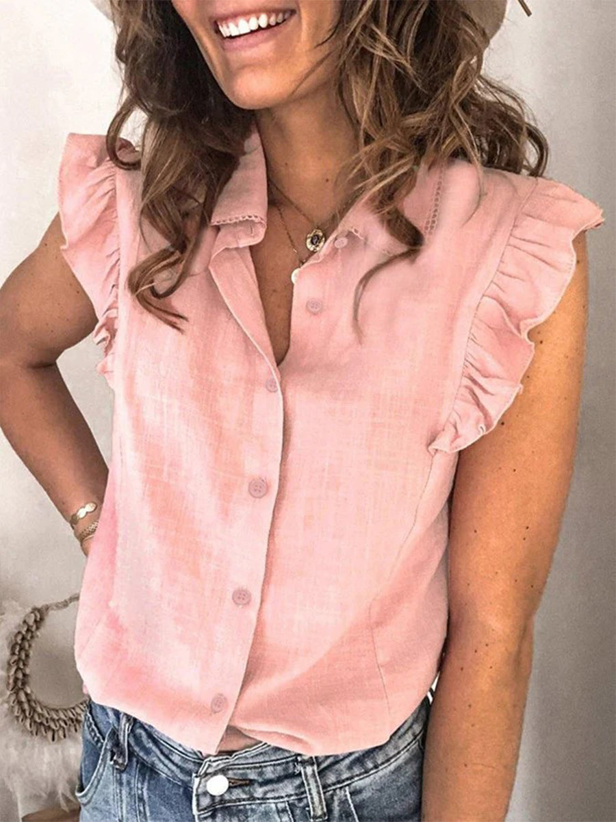 Damenhemd mit einfarbigem Revers