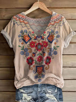 Distinctive Short Sleeve V-Neck Top