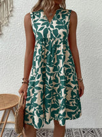 Elegant V-neck Sleeveless Floral Summer A-Line Dress
