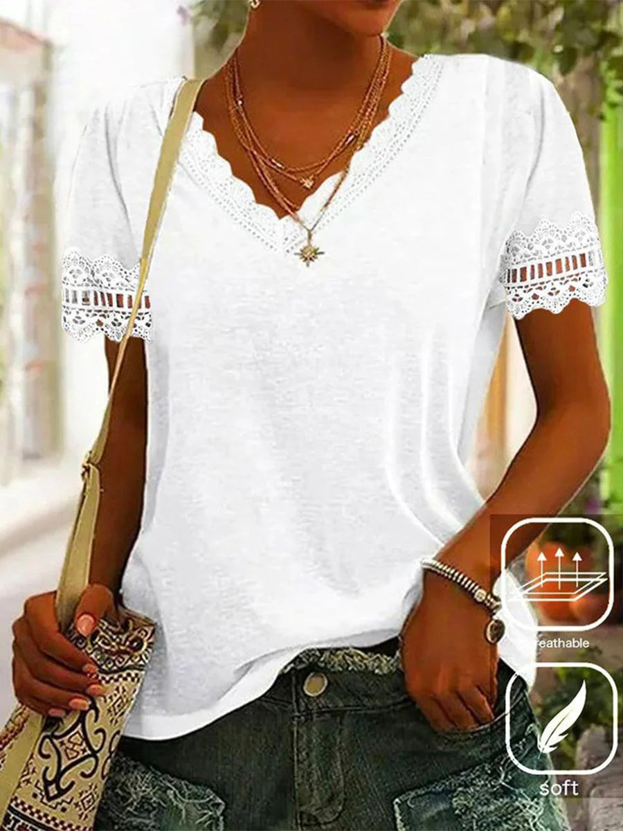 Comfy Plain Short Sleeve white blouse