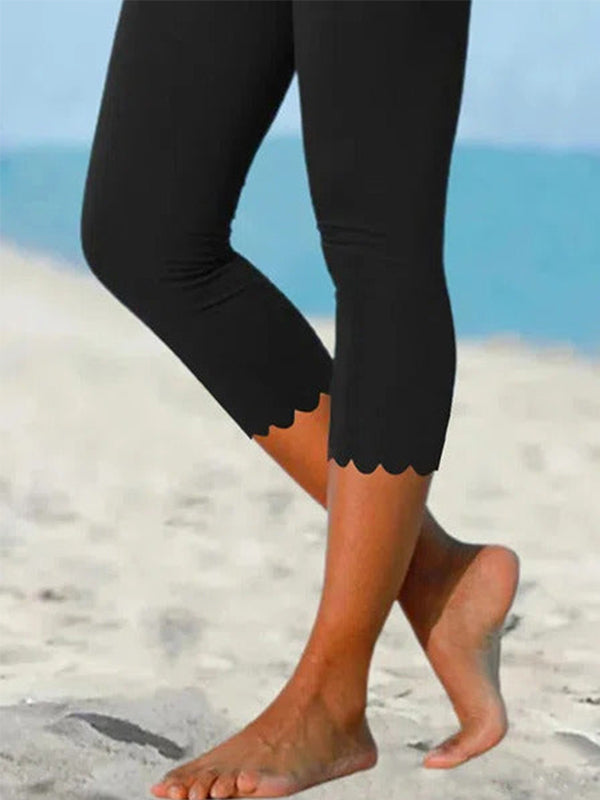 Leggings noirs unis décontractés