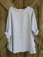 Chemisier rayé à col rond et manches longues