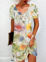 Floral Print Short Sleeve Mini Dress