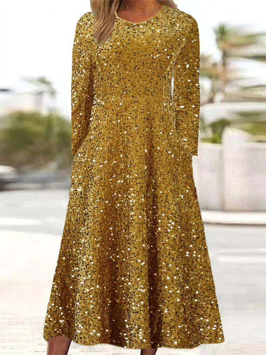 Lässiges Maxikleid mit V-Ausschnitt und langen Ärmeln