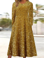 Lässiges Maxikleid mit V-Ausschnitt und langen Ärmeln