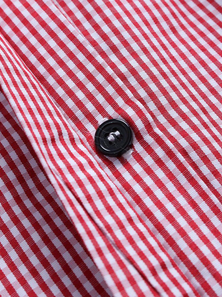 Casual Plaid Print Side Buttons Irregular Long Sleeve Blouse