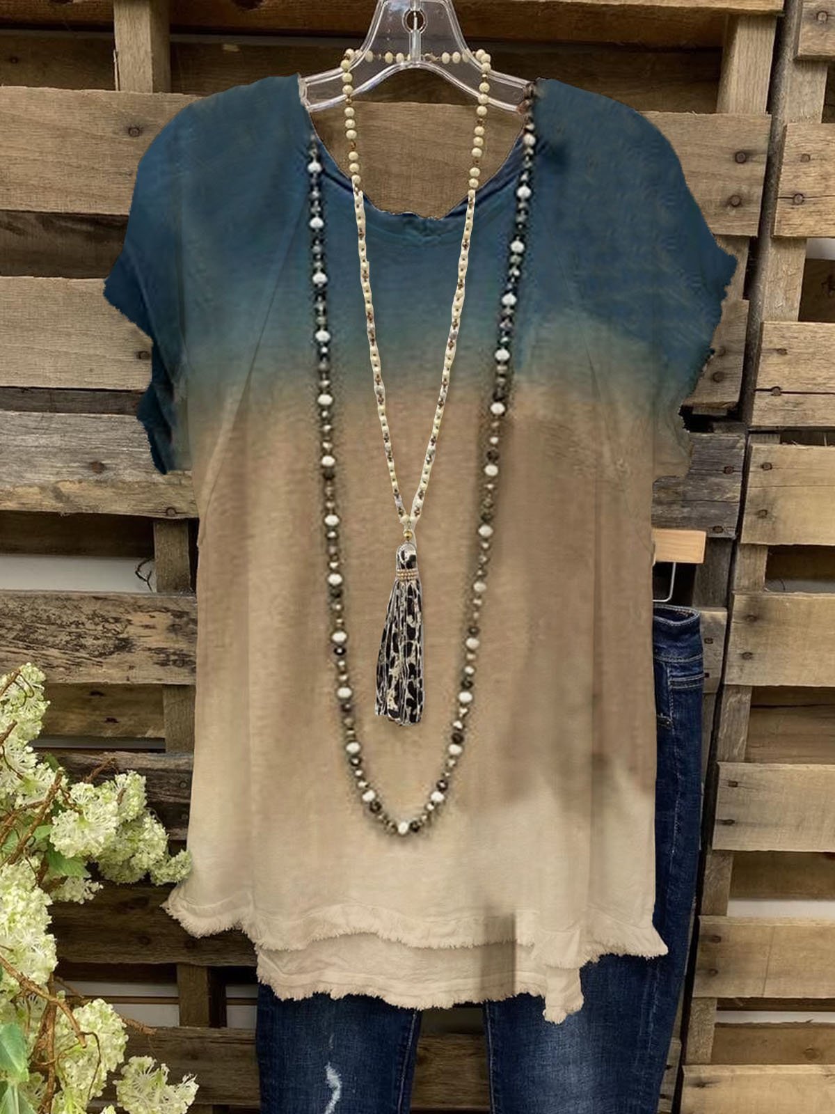 Chemisier décontracté à manches courtes tie-dye