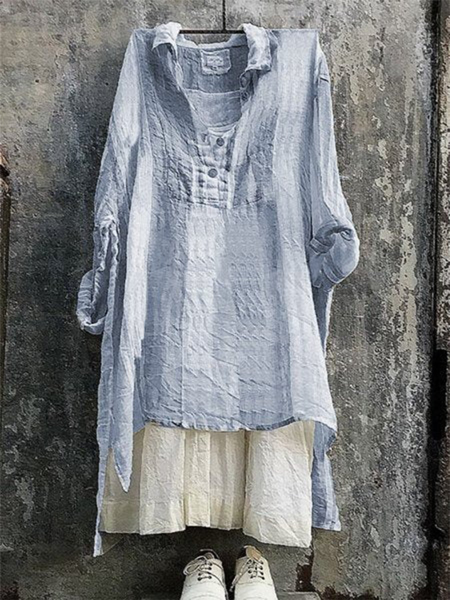 Lässige, gestreifte Tunikabluse mit 3/4-Ärmeln, V-Ausschnitt und Fledermausärmeln