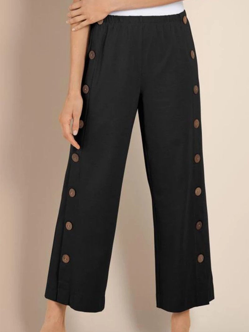 Women’s Side-Button Wide Leg Pants