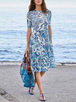 Dreamy Blue Round Neck Mini Dress